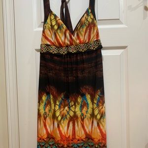 Colorful Backless Knee Length Dress